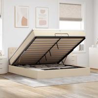 Ottoman bed met matras 200x200 cm stof crèmekleurig