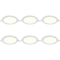 LED Downlight Inbouwspot 6 Stuks - Brinton Thin - 12W 1120lm 120° Bundelhoek - Natuurlijk Wit 4000K - IP40 - Rond - Wit - Ø170mm Buitenmaat - Ø150mm Zaagmaat