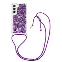 Lunso - Samsung Galaxy S23 Plus - Telefoonhoes met koord - Glitter Paars