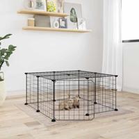 VidaXL Huisdierenkooi met deur 12 panelen 35x35 cm staal zwart