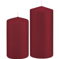 Stompkaarsen set van 6x stuks bordeaux rood 12 en 15 cm