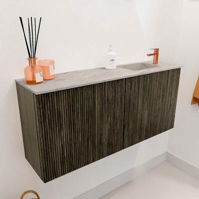 Toiletmeubel Mondiaz Joya Dlux | 90 cm | Meubelkleur Shadow | Faye wastafel Glace Wasbak Rechts | 1 kraangat