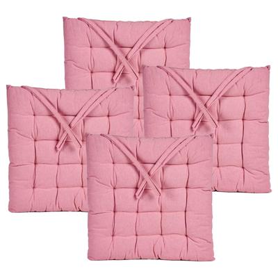 Stoelkussen Decorama - 6x - binnen/buiten - roze - 40 x 40 x 5cm - polyester