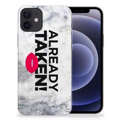iPhone 12 | 12 Pro (6.1") | Siliconen hoesje | met naam Already Taken White