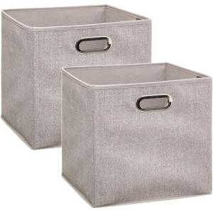 Opbergmand/kastmand beige - Set van 4x stuks - linnen - 29 liter - 31 x 31 x 31 cm - Opbergbox - Vak