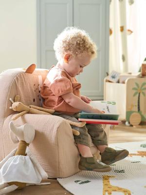 Tijger katoenen gaas schuim fauteuil beige (poederkleur)