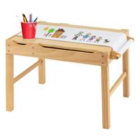 2-In-1 Kindertafel met Omkeerbaar Tafelblad Speeltafel van Grenenhout met Zijstang en Papierrol Activiteitstafel voor Kinderen 3+ (Natuur)
