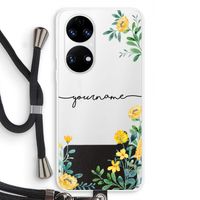 Gele bloemen: Huawei P50 Transparant Hoesje met koord