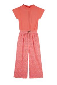 NoNo zomer jumpsuit meisjes - oranje koraal - Daisy AOP, plissee - Sylia