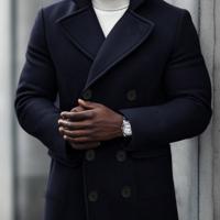 Bon&Bon Homme Men's Navy Blue Double Breasted Wool-Like Overcoat Navy Blue / XL