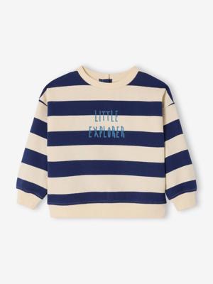 Gestreepte sweater baby lange mouwen marineblauw, gestreept