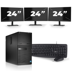 Dell Optiplex XE2 Micro Tower - Intel Core i7-4e Generatie - 16GB RAM - 256GB SSD - Windows 10 + 3x 24 inch Monitor