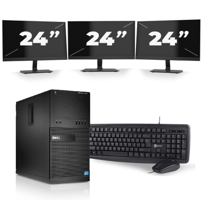 Dell Optiplex XE2 Micro Tower - Intel Core i7-4e Generatie - 16GB RAM - 256GB SSD - Windows 10 + 3x 24 inch Monitor