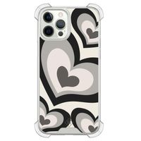 iPhone 12 (Pro) siliconen shockproof hoesje - Hart swirl zwart