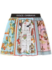 Dolce & Gabbana Kids jupe à taille à logo - Bleu