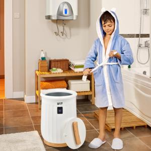 Handdoekwarmer met een Capaciteit van 20 L Luxe Verwarmde Emmer met 4 Timerinstellingen Draagbaar Handvat Automatische Wit