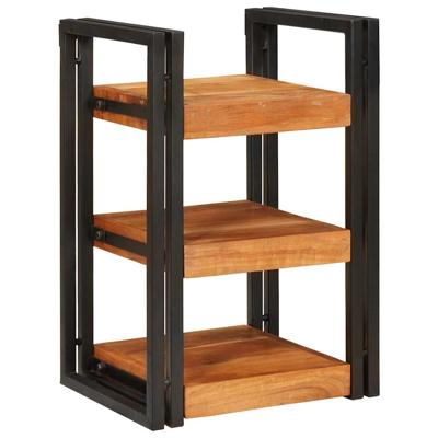 Nachtkastje Bruin en zwart 38 x 33 x 58 cm Massief Hout Acacia