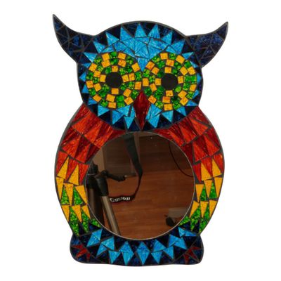 Spiegel van Mozaïek Uil Multicolor Spiegel van Mozaïek Uil Multicolor