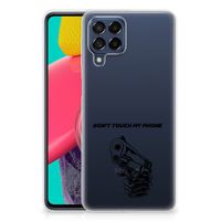 Samsung Galaxy M53 Silicone-hoesje Gun Don't Touch My Phone - thumbnail