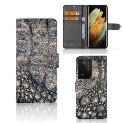 Samsung Galaxy S21 Ultra | Telefoonhoesje | Met pasjeshouder | Krokodillenprint