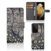 Samsung Galaxy S21 Ultra | Telefoonhoesje | Met pasjeshouder | Krokodillenprint