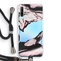 Roze stroom: Huawei P Smart Pro Transparant Hoesje met koord