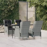 5-delige Tuinset poly rattan lichtgrijs