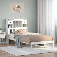 Bed met boekenkast zonder matras grenenhout wit 90x200 cm
