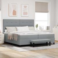 Boxspring Bed met Matras & Bench Licht Grijs 200x200 cm Stof