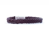 Qoss Heren Gevlochten Leren Armband Harry Bruin - Maat S