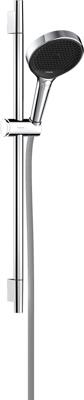 Hansgrohe Rainfinity doucheset 130 3jet met glijstang S Puro 65 cm, push-schuifstuk en Designflex textiel doucheslang 160 cm, chroom