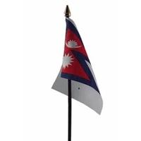 Nepal - mini vlaggetje van 10 x 15 cm op stokje - Landen vlag - H27 cm