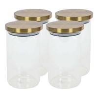 Voorraadpot - 4x - 900 ml - glas - draaideksel - goud - 9.5 x 17 cm - weckpot - thumbnail