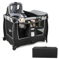 6-in-1 Baby Reisbabybed Draagbare Babybox met Schommelwieg en Commode Grijs