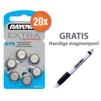 Voordeelpak Rayovac gehoorapparaat batterijen - Type 675 (blauw) - 20 x 6 stuks + gratis magnetische batterijpen