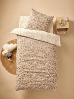 Set dekbedovertrek + omkeerbare kussensloop voor kinderen met gerecycled katoen RETRO FLOWERS meerkleurig
