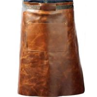 Vitello Leren Barbecue Schort met Zak 60 cm Lang Cognac Vitello Leren Barbecue Schort met Zak 60 cm Lang Cognac