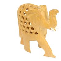 Houten Olifant Slurf Omhoog (8 x 7 x 3 cm) - thumbnail