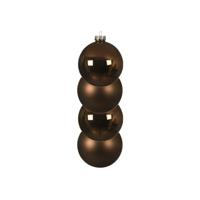 Decoris kerstballen - 4x st - walnoot bruin - D10 cm - glas - kerstversiering - thumbnail