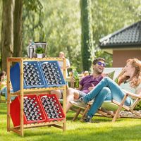 Outsunny wijnrek, flessenrek, wijnhouder met 2 gekantelde planken naturel - thumbnail
