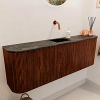 Toiletmeubel Mondiaz Joya Dlux | 123.2 cm | Meubelkleur Ruby | Faye wastafel Lava Wasbak Midden | Zonder kraangat(en)