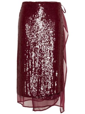 P.A.R.O.S.H. jupe portefeuille à sequins - Rouge P.A.R.O.S.H. jupe portefeuille à sequins - Rouge