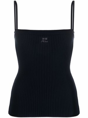 Courrèges débardeur à logo brodé - Bleu