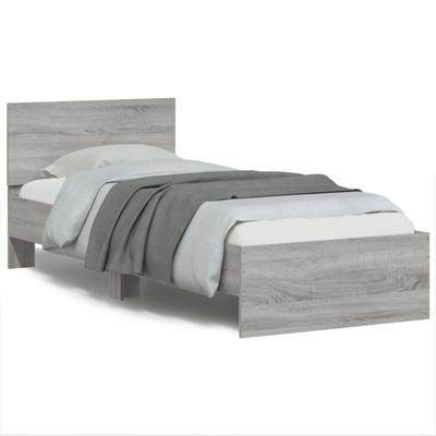 Bedframe met hoofdbord en LED grijs sonoma eikenkleur 75x190 cm