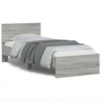 Bedframe met hoofdbord en LED grijs sonoma eikenkleur 75x190 cm - thumbnail
