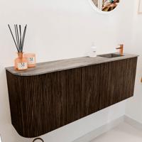 Toiletmeubel Mondiaz Joya Dlux | 111.6 cm | Meubelkleur Walnut | Faye wastafel Oza Wasbak Rechts | 1 kraangat