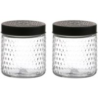 Voorraadpot/bewaarpot Roma - 2x - 500 ml - glas - zwart - D12 x H12 cm