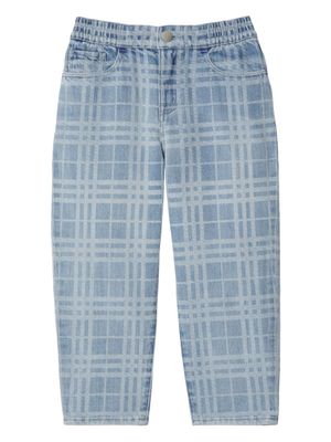 Burberry Kids pantalon en denim à carreaux - Bleu
