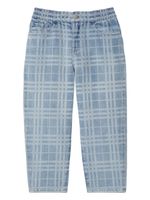 Burberry Kids pantalon en denim à carreaux - Bleu