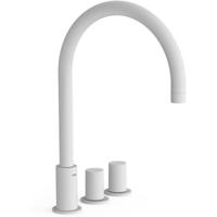Wastafelkraan Tres Study | Opbouw | Draaibare uitloop | Mengkraan | Hoog model | 2-knops | Rond | Wit mat